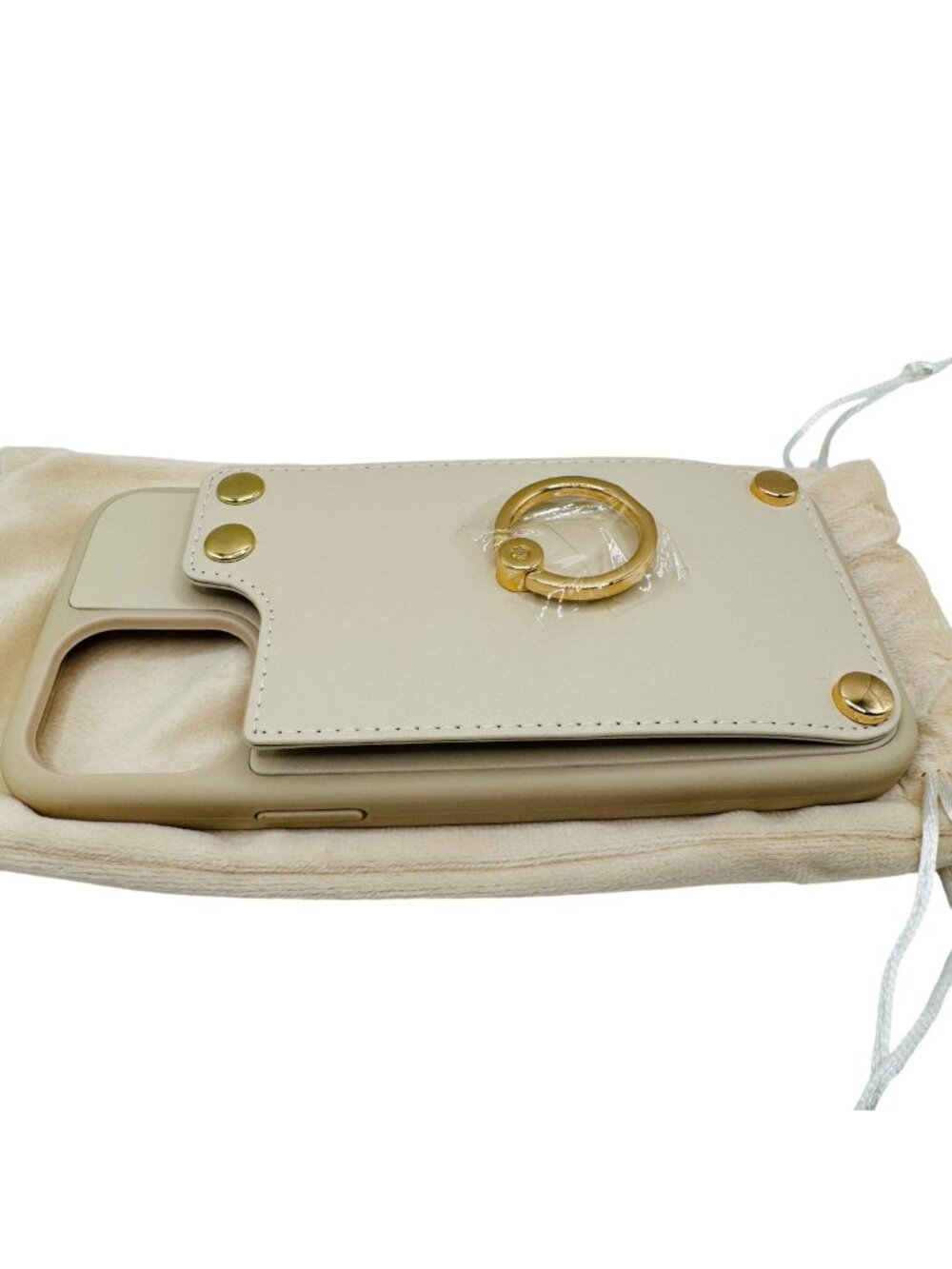 for iphone12 pro max 6.7', Wallet Case, with Card Holder, Rotation Ring beige